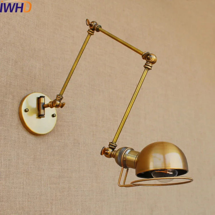 Aplique de pared LED DecorBites™ Gold Swing Arm Retro Loft Industrial
