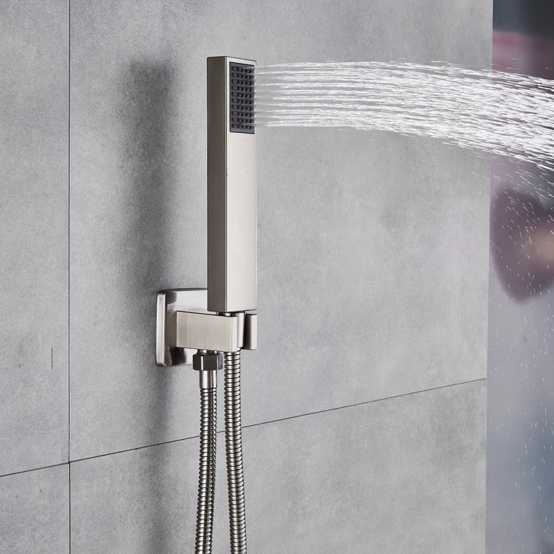 DecorBites™ Brushed Nickel Handshower Set with Stainless Steel Hose & Wall Bracket