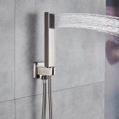 DecorBites™ Brushed Nickel Handshower Set with Stainless Steel Hose & Wall Bracket