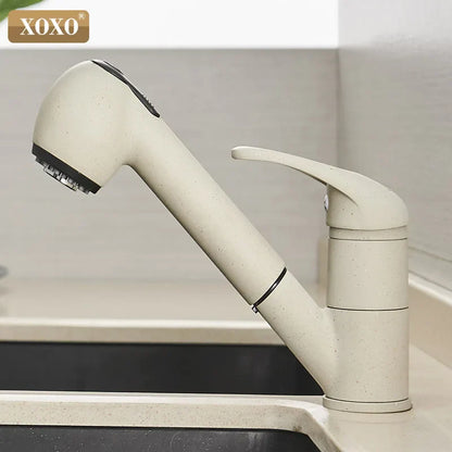 صنبور مطبخ أسود مصقول من DecorBites™، صنبور خلاط رذاذ قابل للسحب، ماء ساخن وبارد، 360 درجة