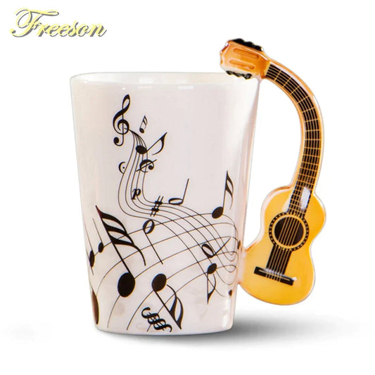 DecorBites™ Acoustic Guitar Mug 400ml Ceramic Coffee Cup Music Tea Tumbler Decoration