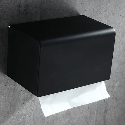 DecorBites™ Black Aluminum Bathroom Paper Holder: Elegant Tissue Box Rack & Toilet Paper Holder