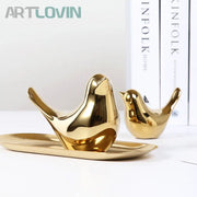 Figuritas de Aves de Cerámica Oro Decorbites™ para Decoración del Hogar - Ornamentos de Boda de Moda