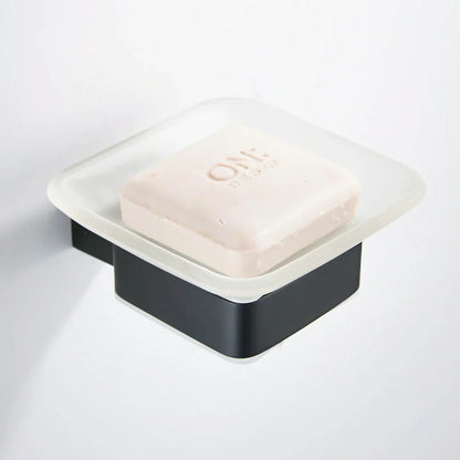 Jabonera de pared DecorBites™ con acabado negro - Soporte para jabón de baño