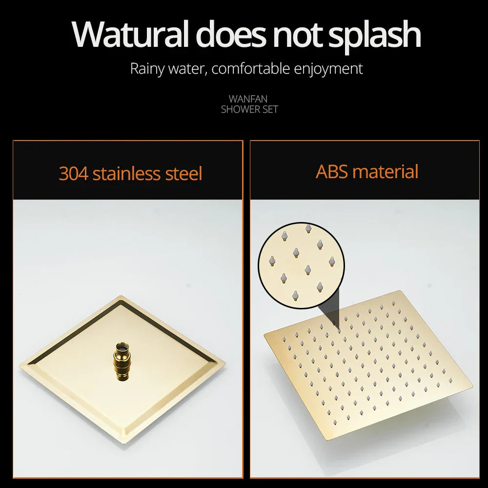 DecorBites™ Gold Bath Rain Shower Wall Concealed Faucet Set