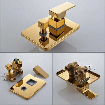 DecorBites™ Golden Shower Faucet with Wall Mount for 3-ways Control and Plastic Handshower