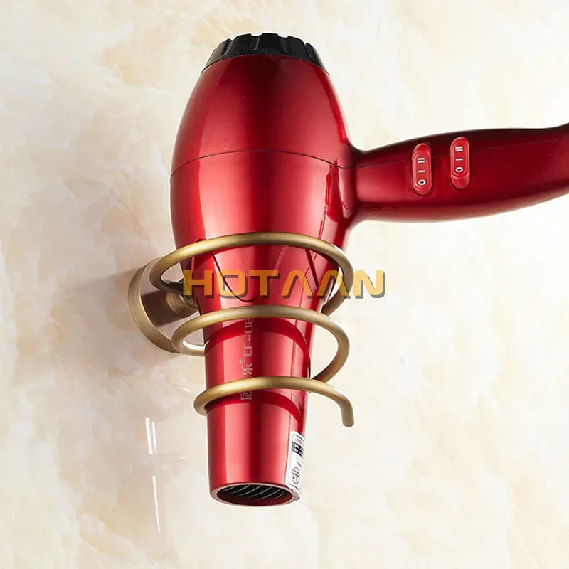 DecorBites™ Brass Hair Dryer Holder Stand Rack Shelf - Solid & Anti-Rust