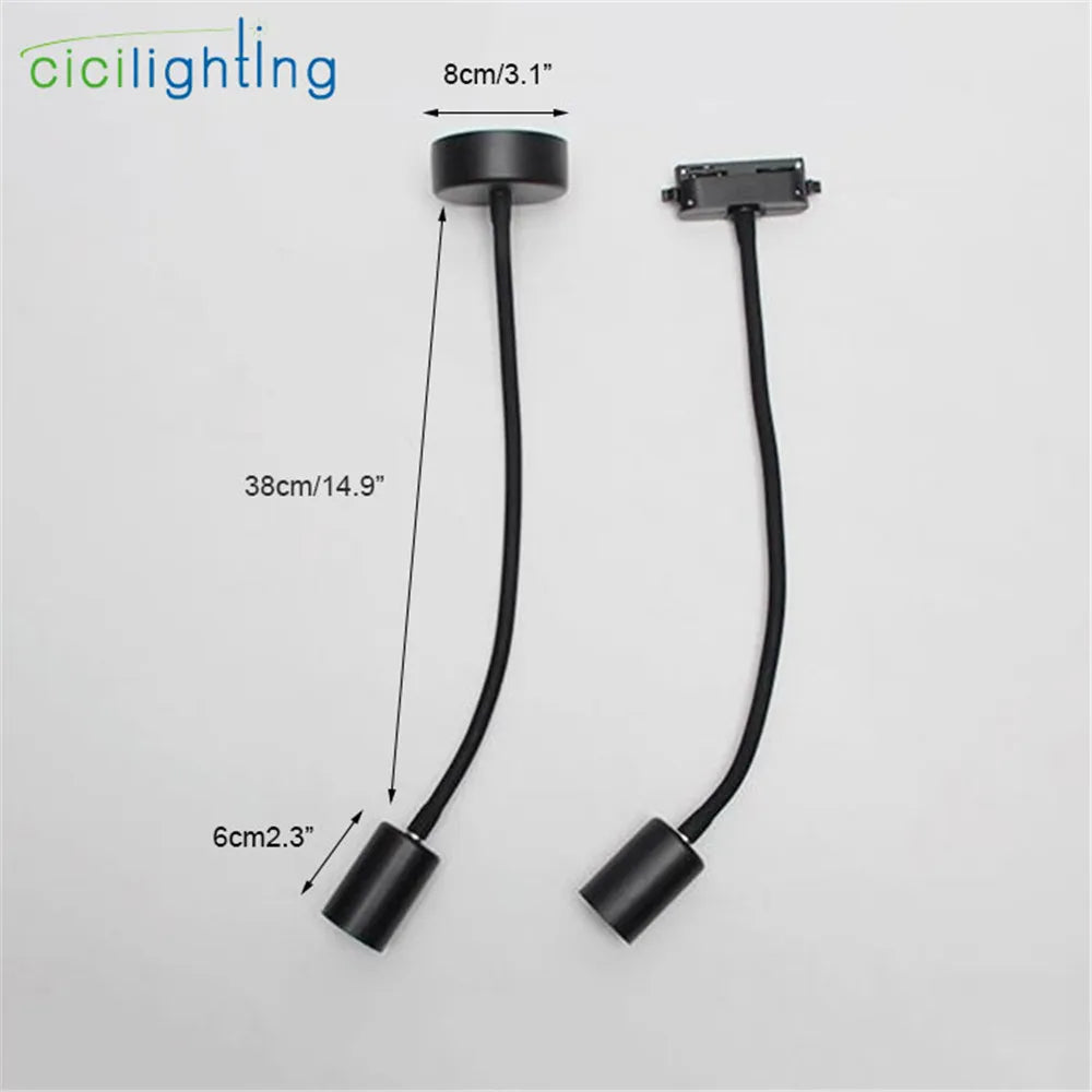 DecorBites™ Gooseneck Ceiling Light: E27 Hose Industrial Track LED Spot Lamp, Adjustable, Black White
