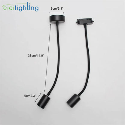 DecorBites™ Gooseneck Ceiling Light: E27 Hose Industrial Track LED Spot Lamp, Adjustable, Black White