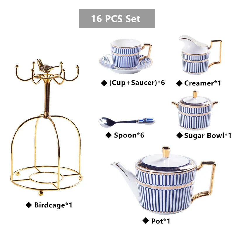 Juego de café y té DecorBites™ de porcelana dorada - Artículos de café de porcelana fina de lujo