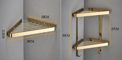 DecorBites™ Brass Bathroom Shower Rack Wall Mounted Shelf