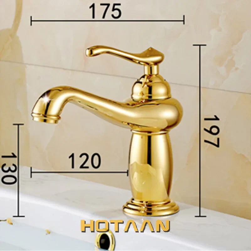 Grifo de lavabo de baño en latón dorado Decorbites™ con mezclador de cerámica