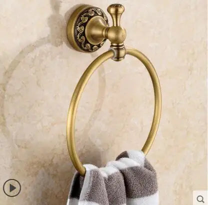 Juego de accesorios de baño DecorBites™ de cobre tallado: estante para toallas, toallero, portarrollos de papel, gancho para ropa