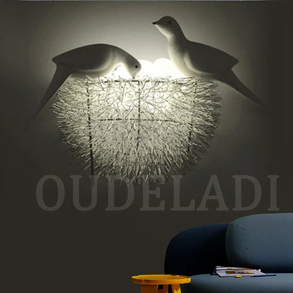 DecorBites™ Bird's Nest LED Wall Lamp with 3D Birds Art - Decorative Novelty Wall Light