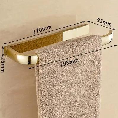 DecorBites™ Gold Bathroom Accessories Set: Towel Shelf, Towel Bar, Paper Holder, Cloth Hook