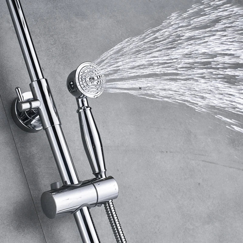 DecorBites™ Brass Shower Mixer Faucet Set with Handshower and 8" Rainfall Head