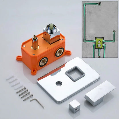 DecorBites™ Brass Wall Mounted Shower Mixer Valve with Orange Control Handle