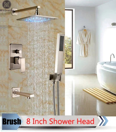 DecorBites™ LED Rainfall Shower Set with Handheld Spray and Tub Spout