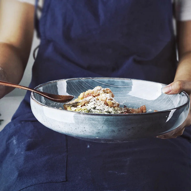 DecorBites™ Japanese Style Ceramic Soup Bowl - Large Salad Bowl Tableware