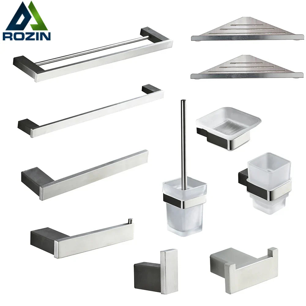 DecorBites™ Brushed Nickel Stainless Steel Bathroom Hardware Set - 4-Piece Accessory Kit