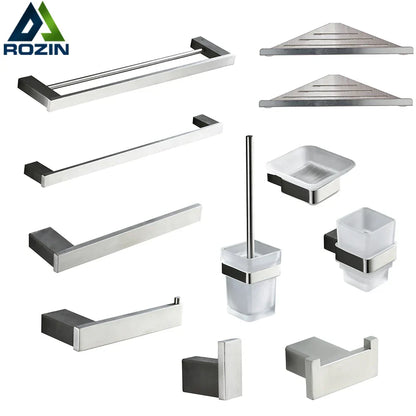 DecorBites™ Brushed Nickel Stainless Steel Bathroom Hardware Set - 4-Piece Accessory Kit