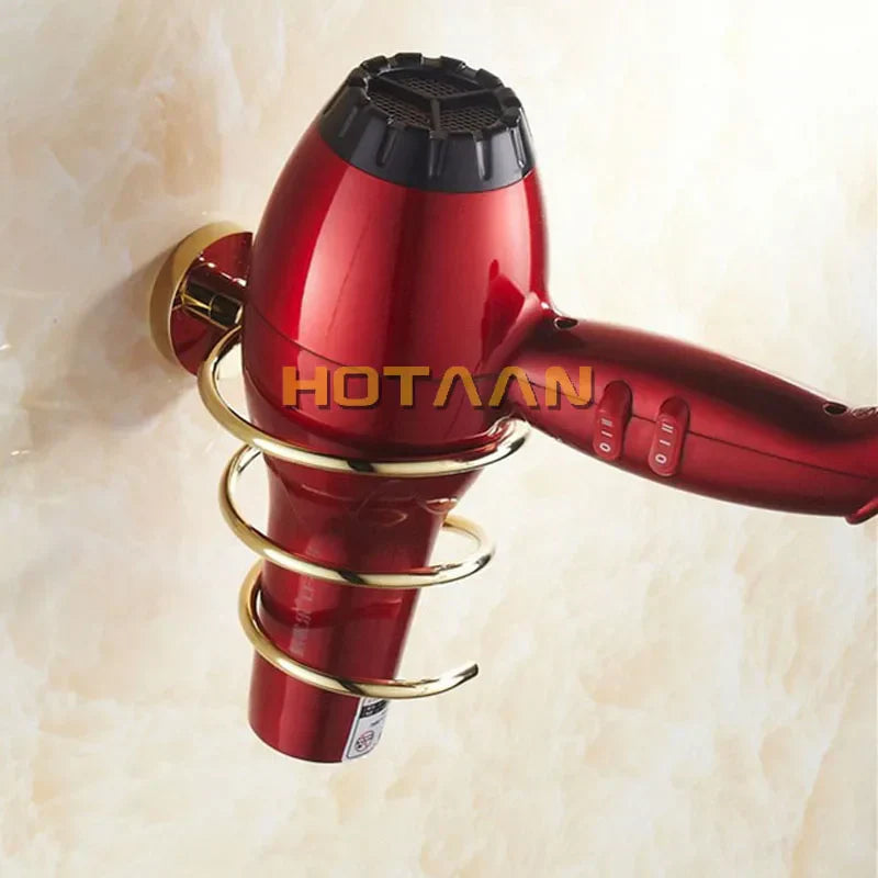 DecorBites™ Brass Hair Dryer Holder Stand Shelf Rack in Gold Color Solid & Anti-rust (YT-8204)