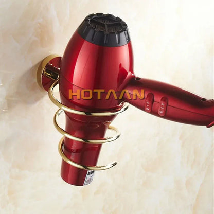 DecorBites™ Brass Hair Dryer Holder Stand Shelf Rack in Gold Color Solid & Anti-rust (YT-8204)