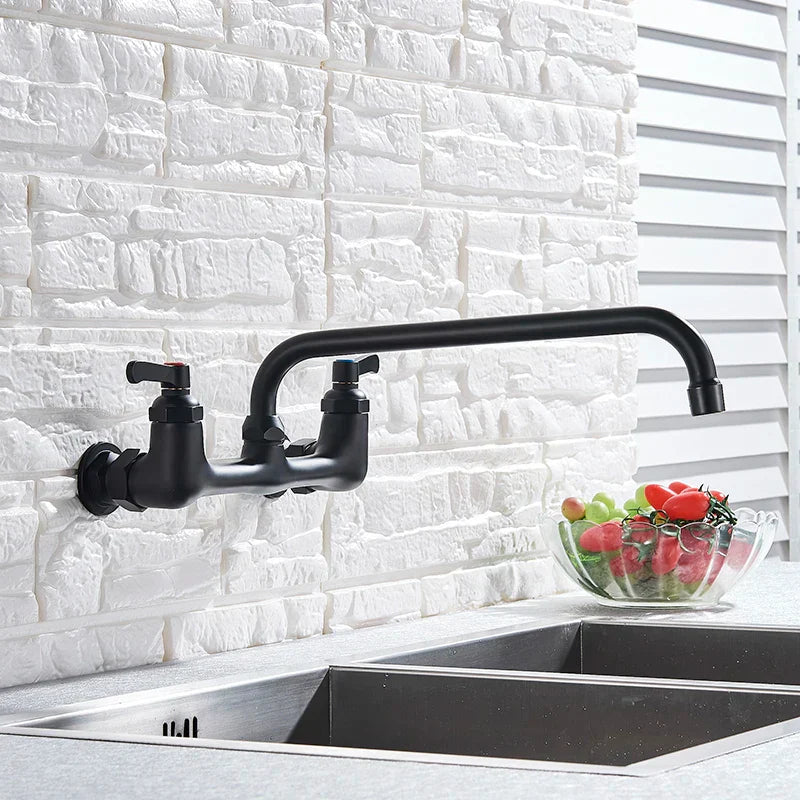 DecorBites™ Brass Dual Handle Kitchen Faucet 360 Swivel Hot Cold Water Tap