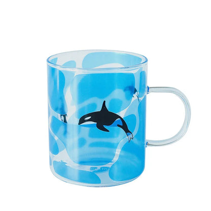DecorBites™ Killer Whale Glass Coffee Mug 350ml: Cute Polar Bear Tea Cup Heat Resistant Glass Beer Mug
