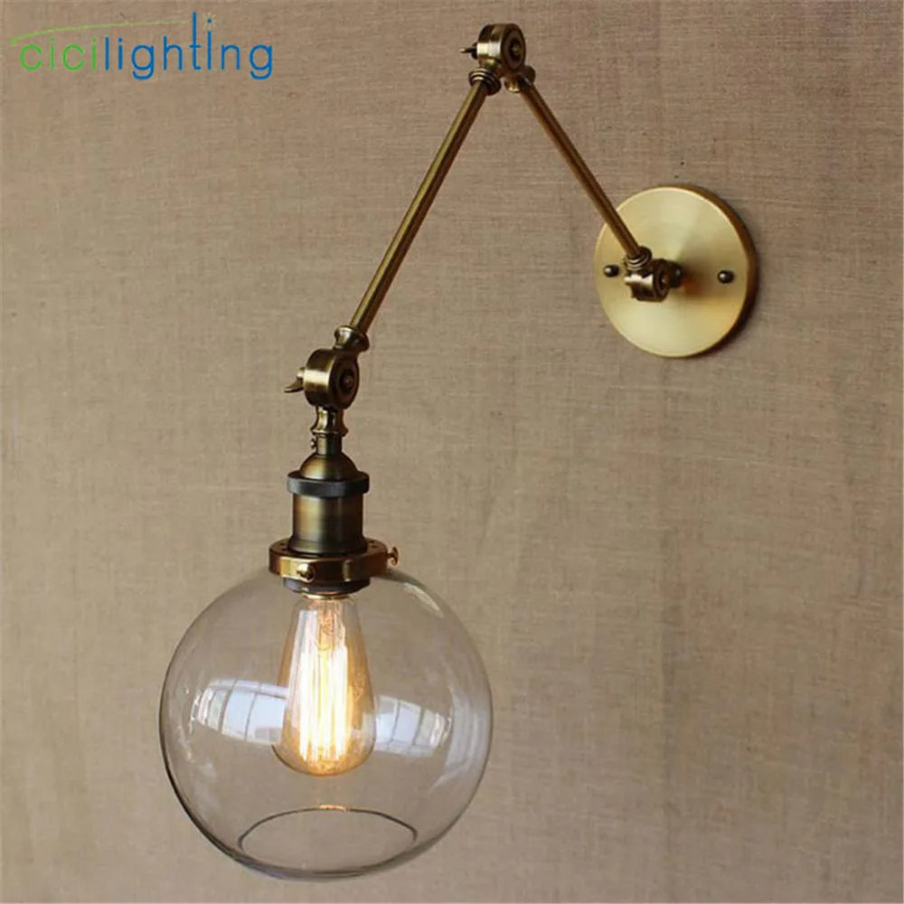 DecorBites™ Globe Glass Swing Arm Wall Lights - Elegant Home Lighting Sconce Fixture