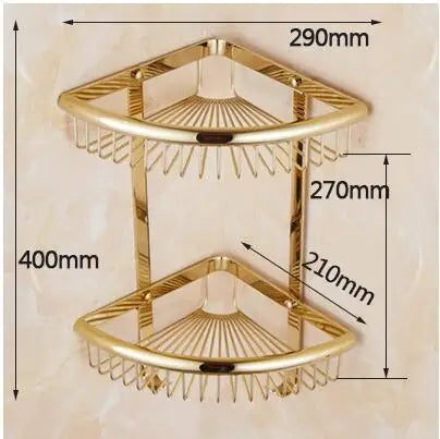DecorBites™ Gold Bathroom Accessories Set: Towel Shelf, Towel Bar, Paper Holder, Cloth Hook