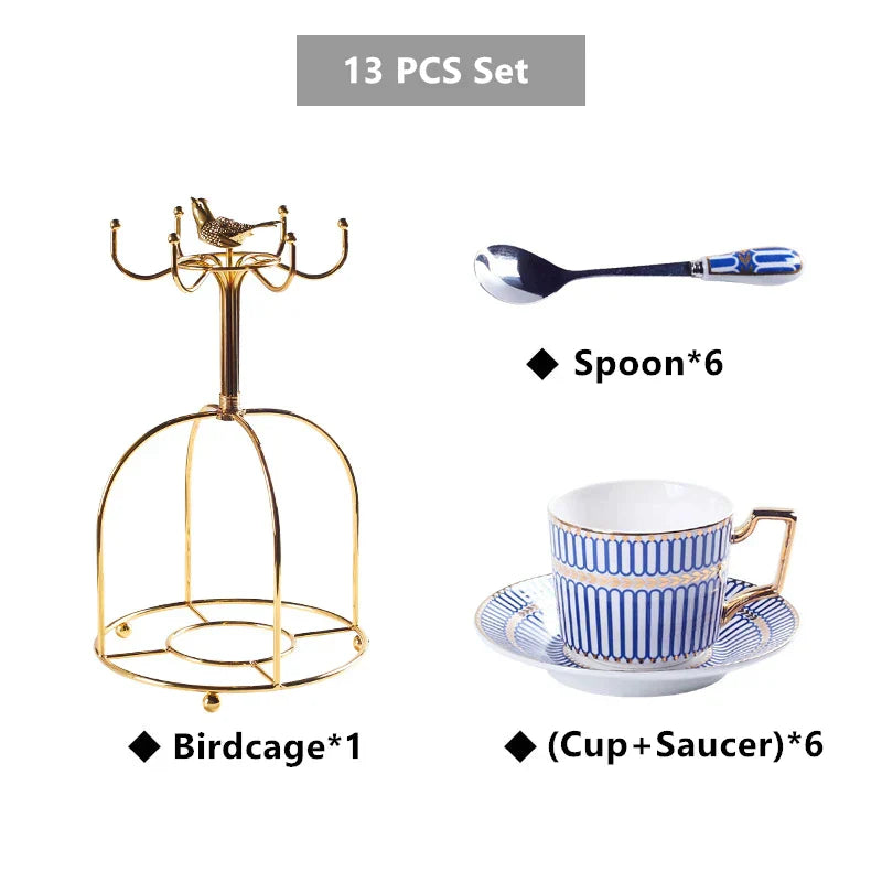 Juego de café y té DecorBites™ de porcelana dorada - Artículos de café de porcelana fina de lujo