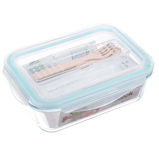 DecorBites™ Kids Lunch Box: Korean Style Glass Bento with Compartments, Microwave Safe, Food Storage