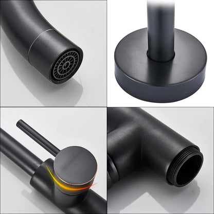 DecorBites™ Black Bronze Bath Shower Tub Faucet Floor Mounted Rotate Spout Hot Cold Tap
