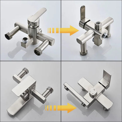 DecorBites™ Brushed Nickel Rain Shower System with Square Hand Shower Mixer