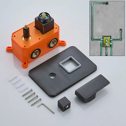 DecorBites™ Brass Wall Mounted Shower Mixer Valve with Orange Control Handle