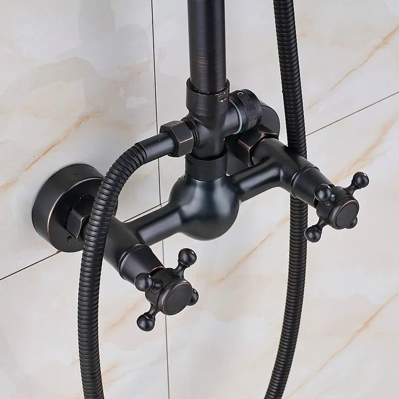 DecorBites™ Black Bronze Bathroom Shower Mixer Tap with Long Spout and 8" Rainfall Head