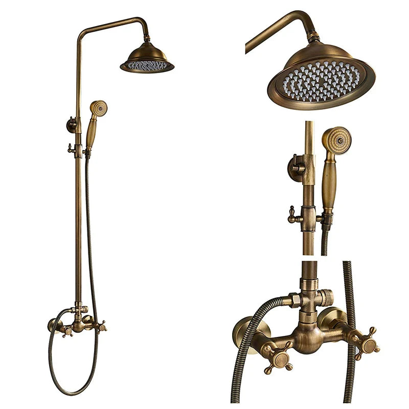 مجموعة خلاط دش عتيقة من DecorBites™ مع رأس دش مطري مقاس 8 بوصات ومقبضين