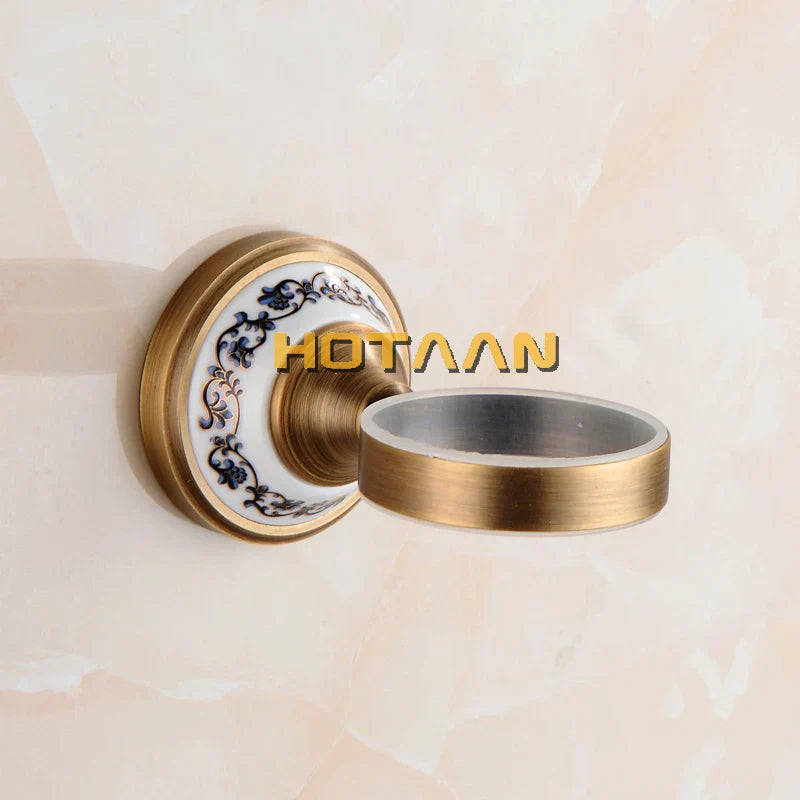 DecorBites™ Brass Soap Holder with Ceramic Dish, Bathroom Soap Basket