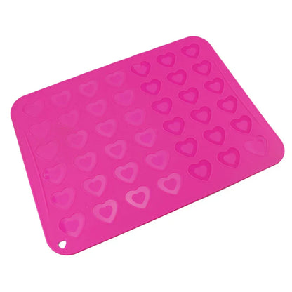 DecorBites™ Silicone Heart-Shaped Macaron Baking Mat 42-Cavity Cookie Mold