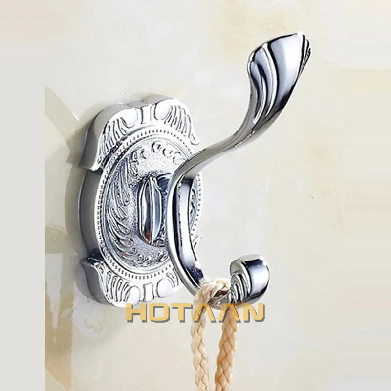 DecorBites™ Gold Chrome Wall Hooks, Clothes Hanger, Towel Coat Robe Hook Set