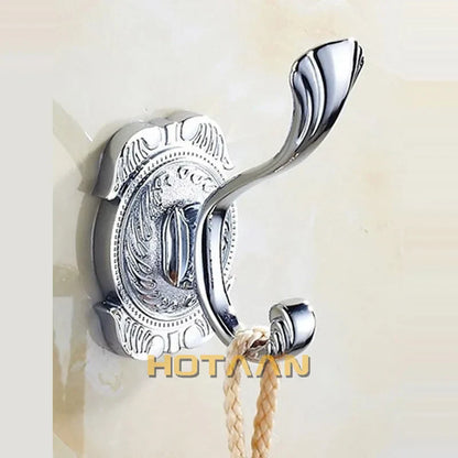 DecorBites™ Gold Chrome Wall Hooks, Clothes Hanger, Towel Coat Robe Hook Set