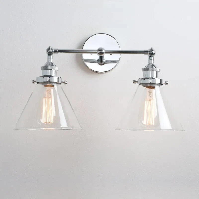 ديكوربايتس™ مصابيح حائط معدنية زجاجية قمعية برأسين