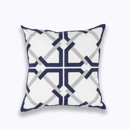 DecorBites™ Blue Zigzag Geometric Embroidered Cushion Cover 45x45cm