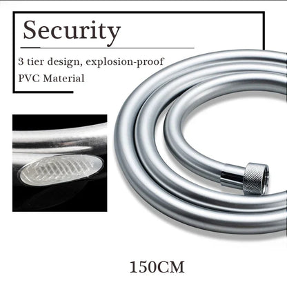 DecorBites™ High Pressure PVC Shower Hose with Handheld Head - Silver & Golden Smooth Design