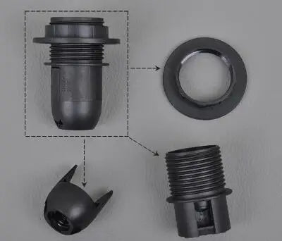 DecorBites™ E27 Lamp Bulb Holder Fitting, Black/White, 110v-220v Lighting Accessory
