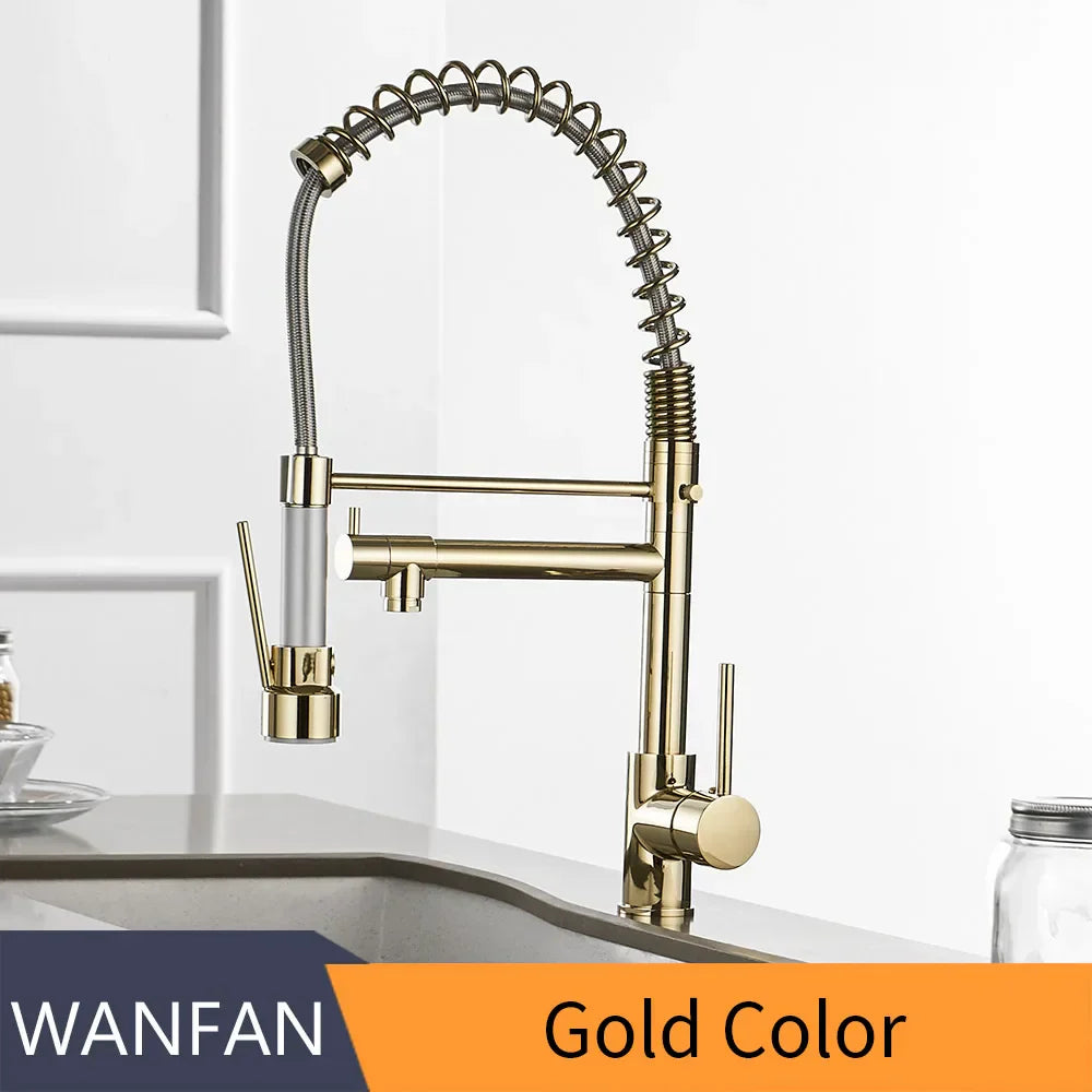 Grifo de cocina DecorBites™ Gold Spring Spout - Grifo mezclador extraíble