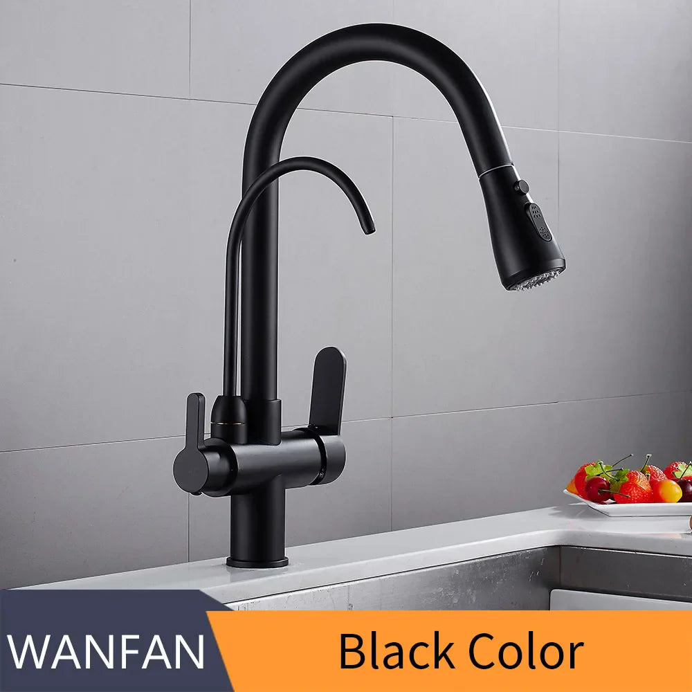 Grifo de cocina Decorbites™: Mezclador de fregadero de tres vías para grifo de filtro de agua