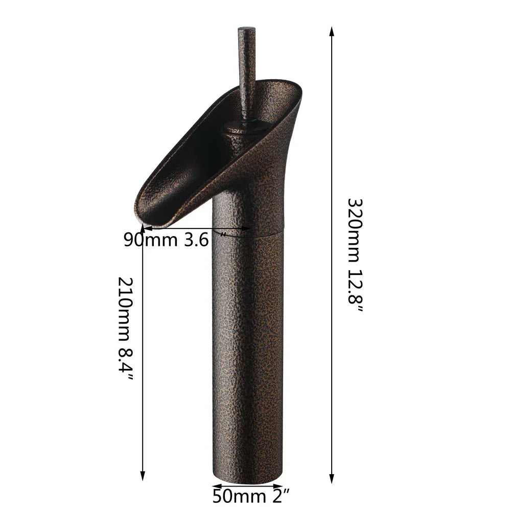 DecorBites™ Golden Waterfall Bathroom Faucet Mixer Tap Tall Sink Deck Mounted