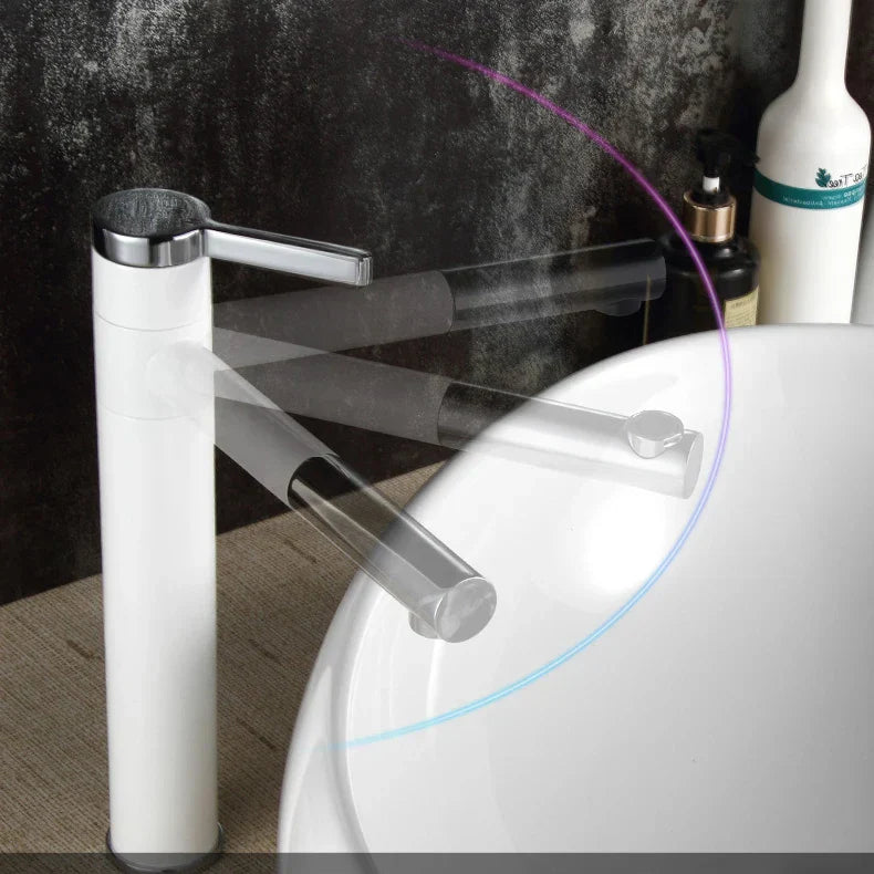 DecorBites™ Brass Bathroom Faucet Vessel Sinks Mixer - Swivel Spout Vanity Tap, Chrome Deck Mounted